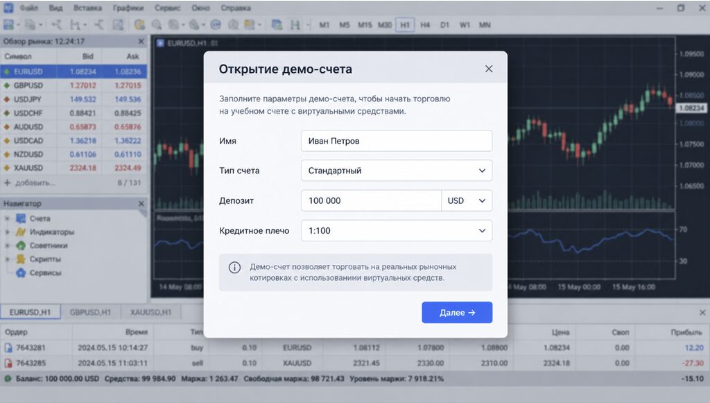открытие демо-счета
