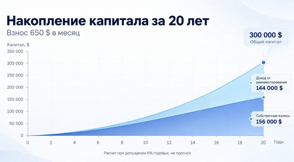 прогноз накопления капитала за 20 лет